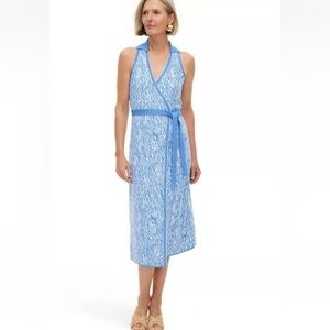 Diane Von Furstenberg X Target twig blue Medium collar wrap dress DVF wrap dress